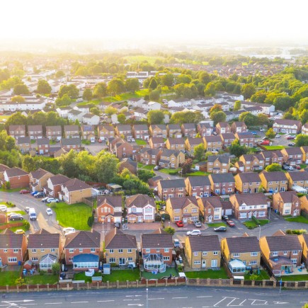 This is an aerial shot of British houses.